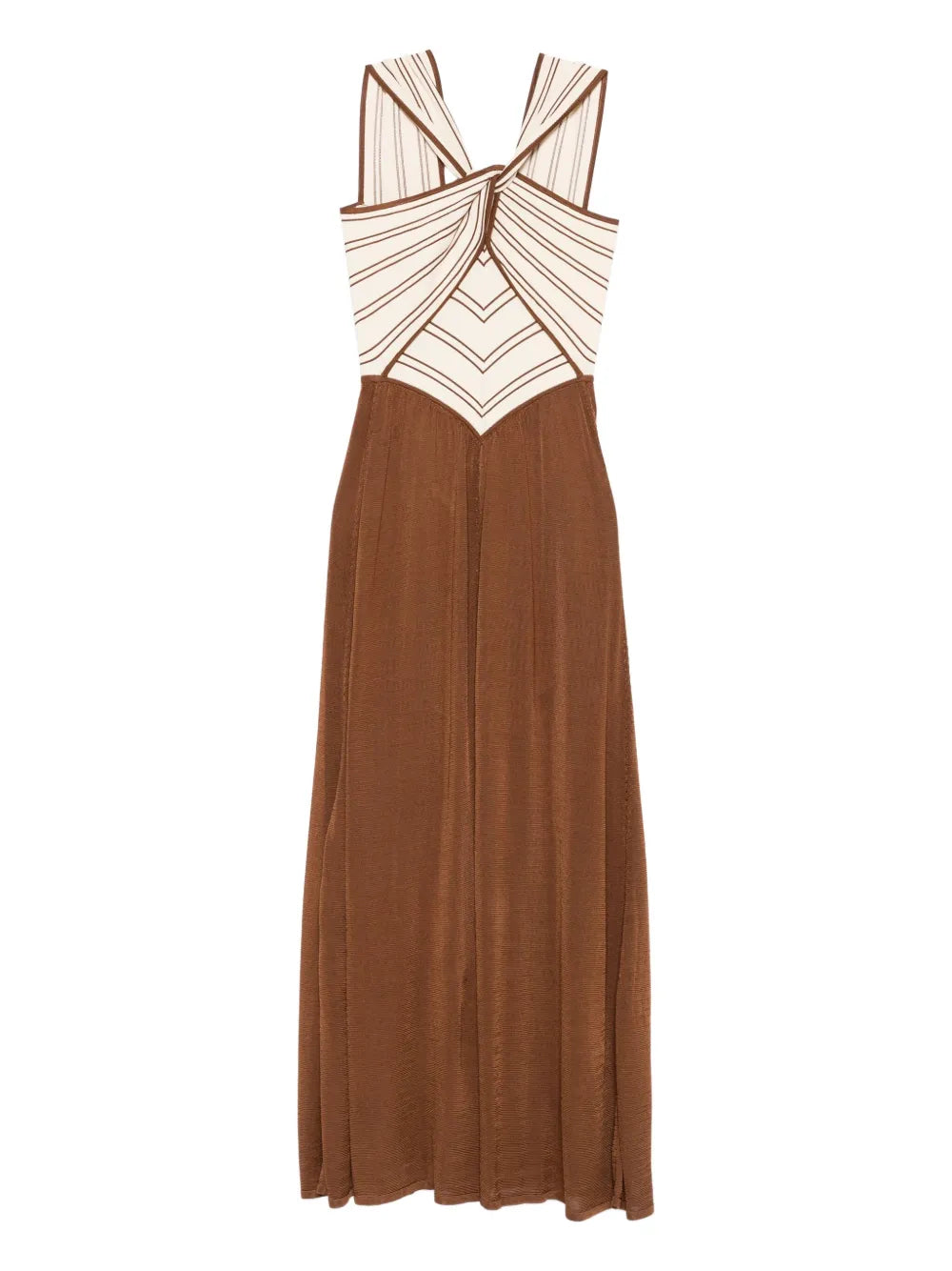 Zimmermann Cross Front Striped Dress — Brown — Size XS — Front View