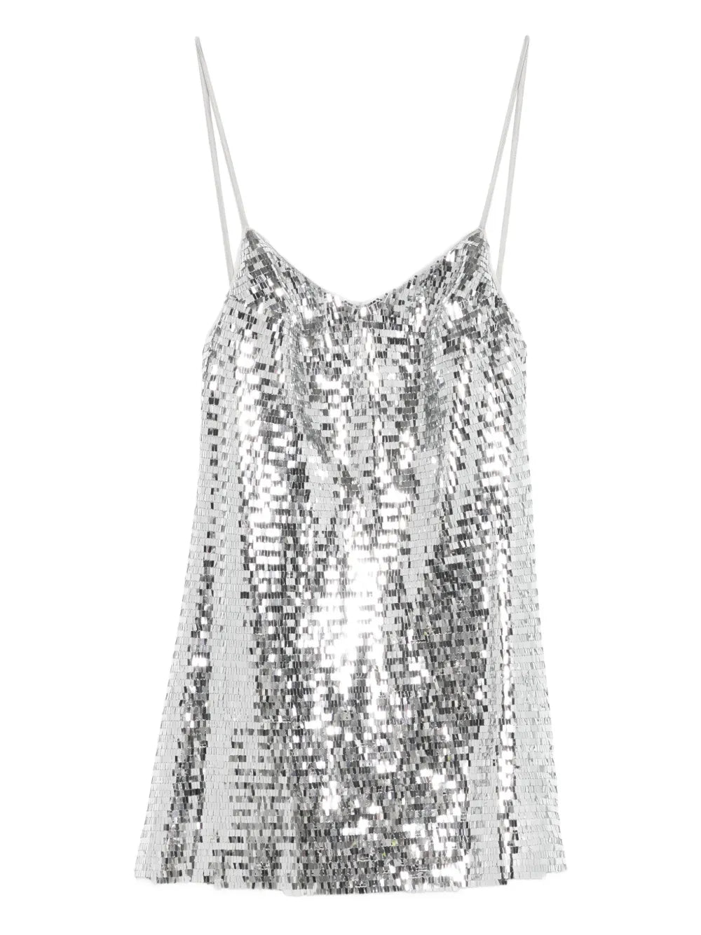 Retrofete Tula Sequin Mini Dress — Silver — Size XS — Front View