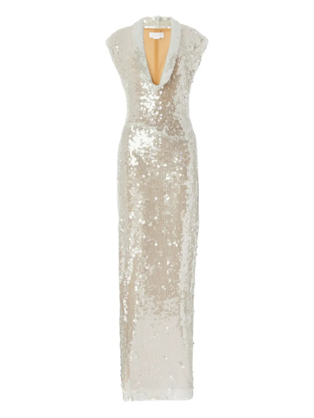 Genny Sequinned Gown — White — Size S — Front View