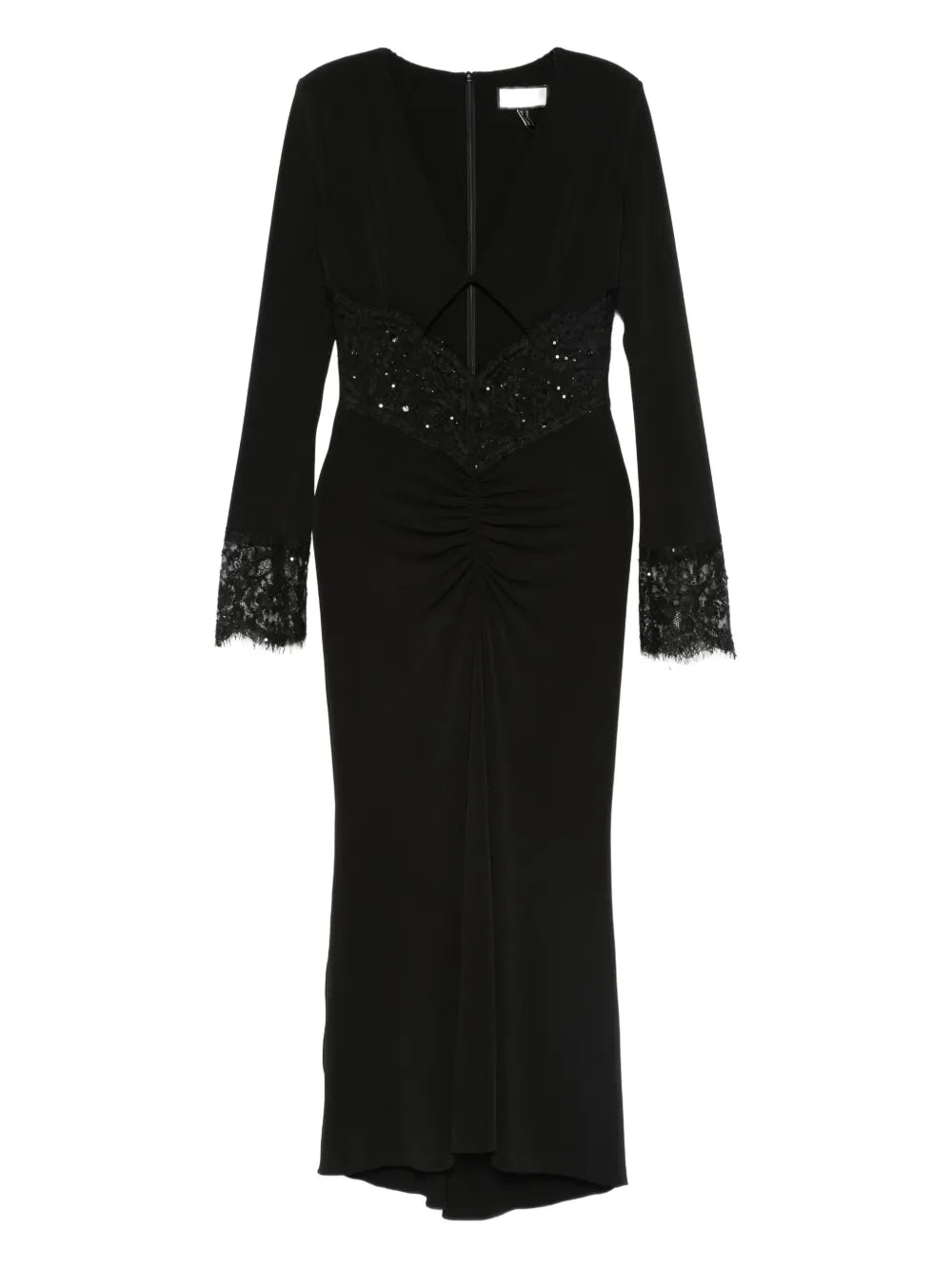 Nissa Lace Trim Sequin Embellished Dress — Black — Size XS — Front View