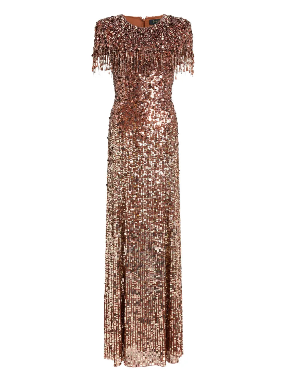 Jenny Packham Eugenie Sequin Fringed Maxi Dress — Same as shown — Size XS — Front View