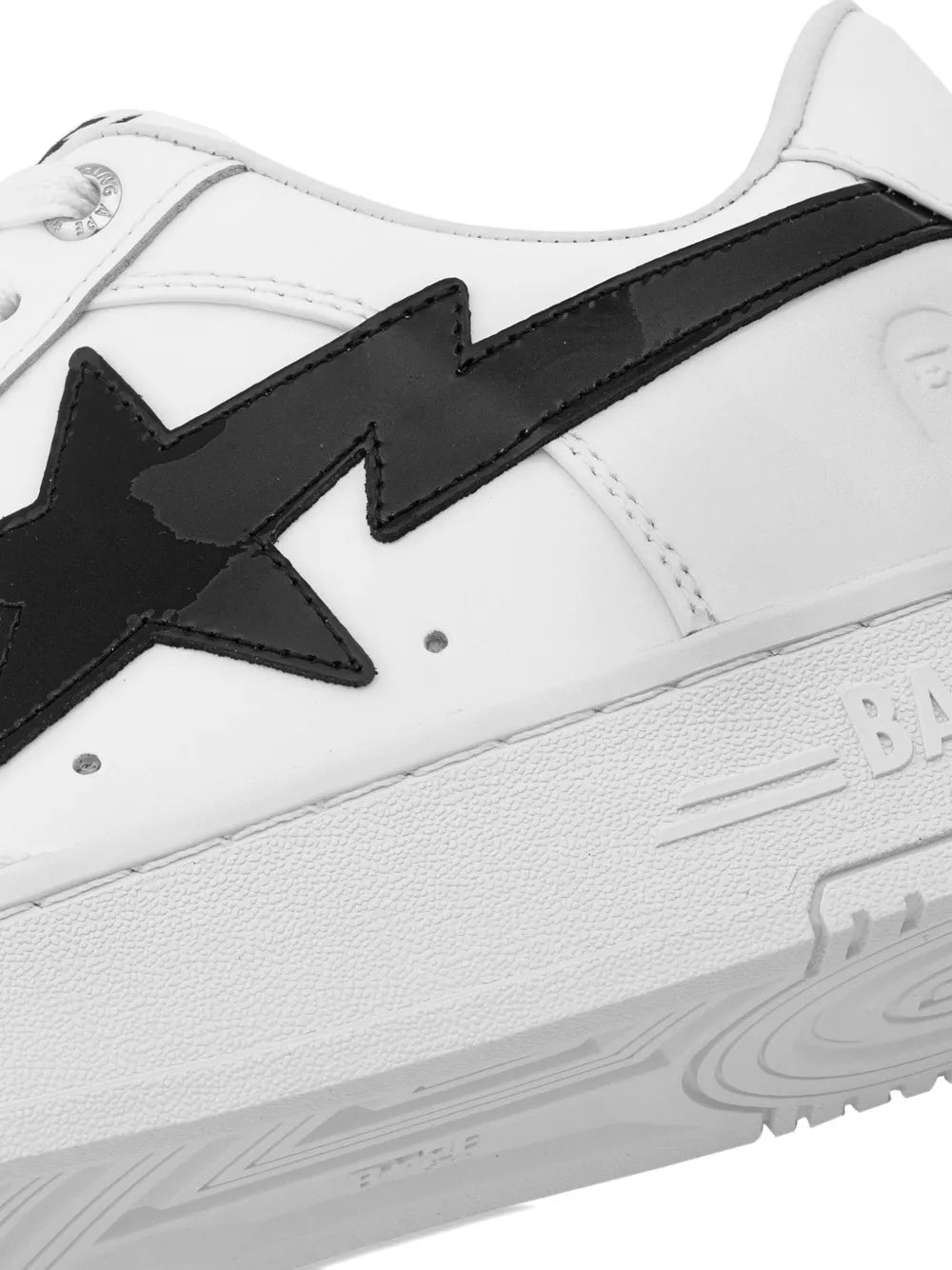 A Bathing Ape?Logo-Patch Sneakers — White — Size US M 3.5 - US W 5 — Detail View