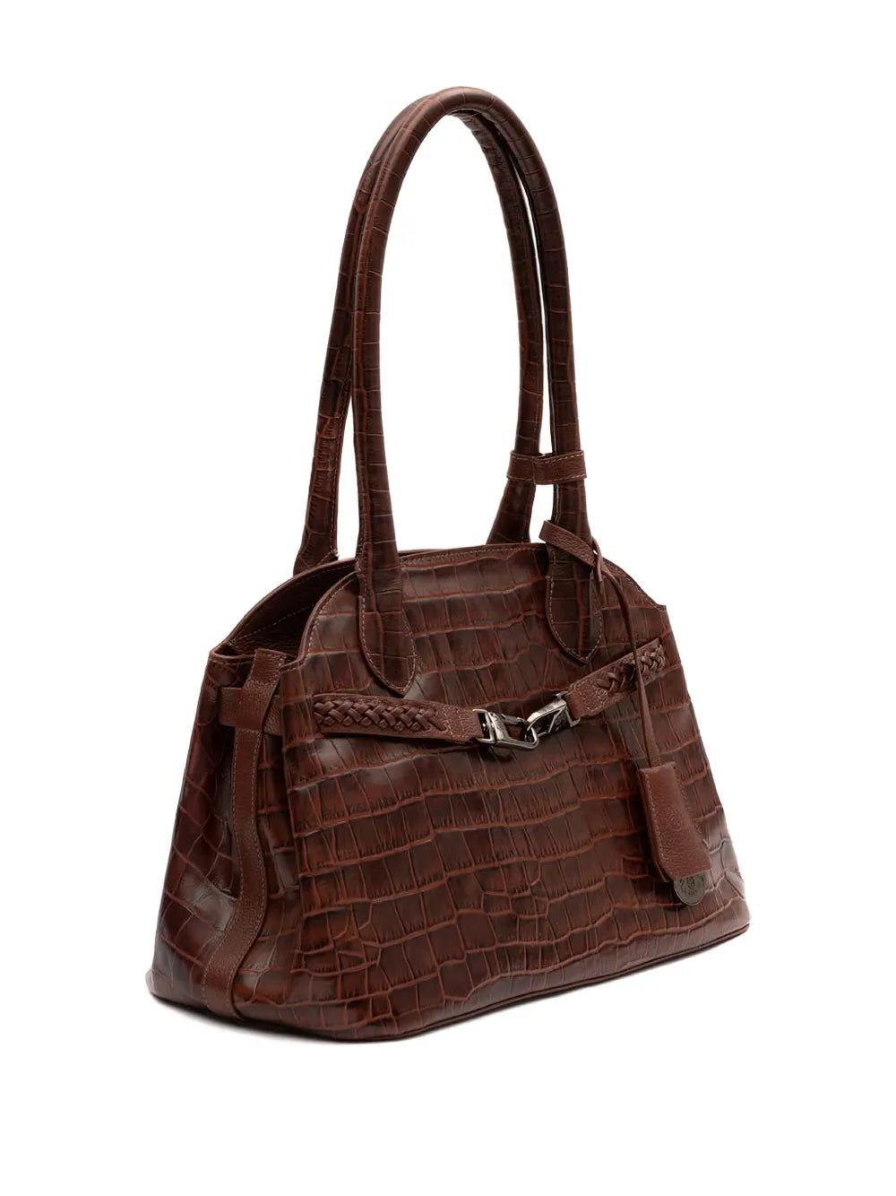 Isla Braided Crocodile Effect Shoulder Bag — Same as shown — Size One Size — Detail View