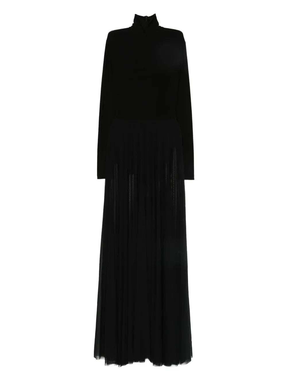 Norma Kamali Long Sleeve Pleated Dress — Black — Size XS — Front View