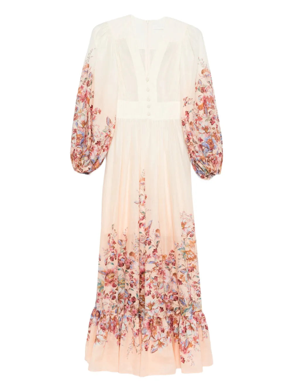 Zimmermann Floral Button Maxi Dress — Ivory — Size M — Front View