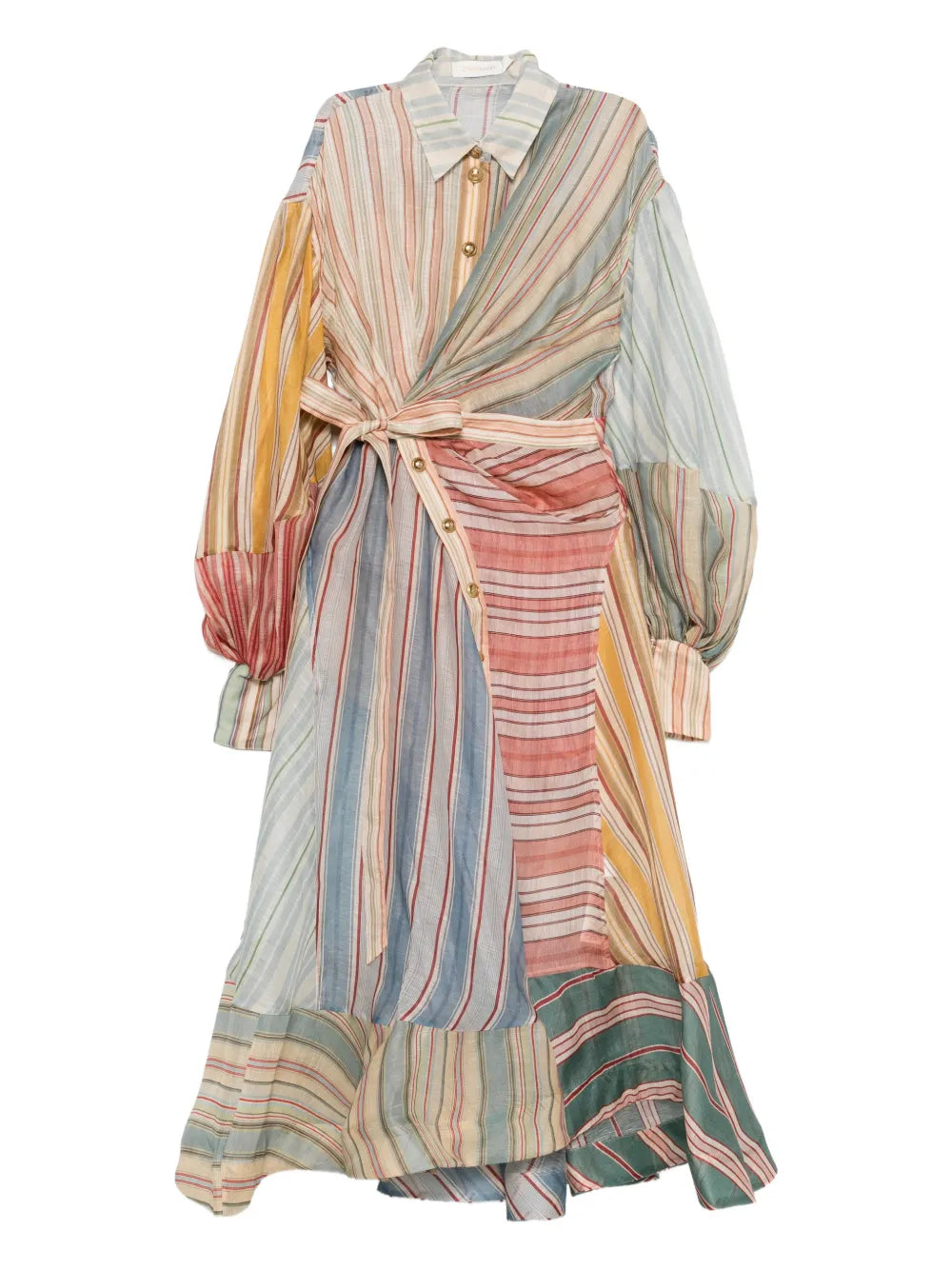 Zimmermann Rebellion Striped Midi Dress — Red — Size XS — Front View