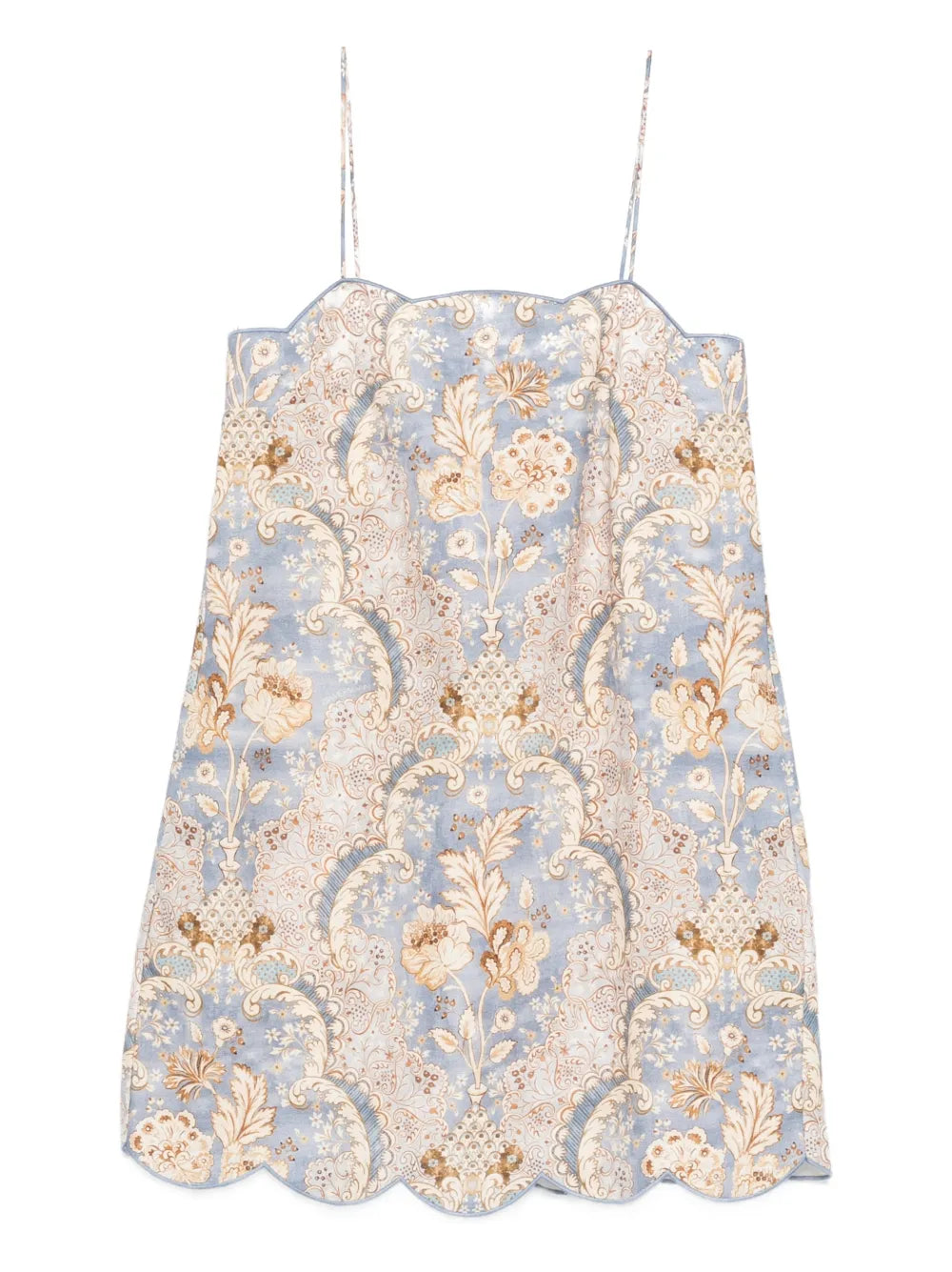 Zimmermann Daylight Scallop Mini Dress — Blue — Size M — Front View