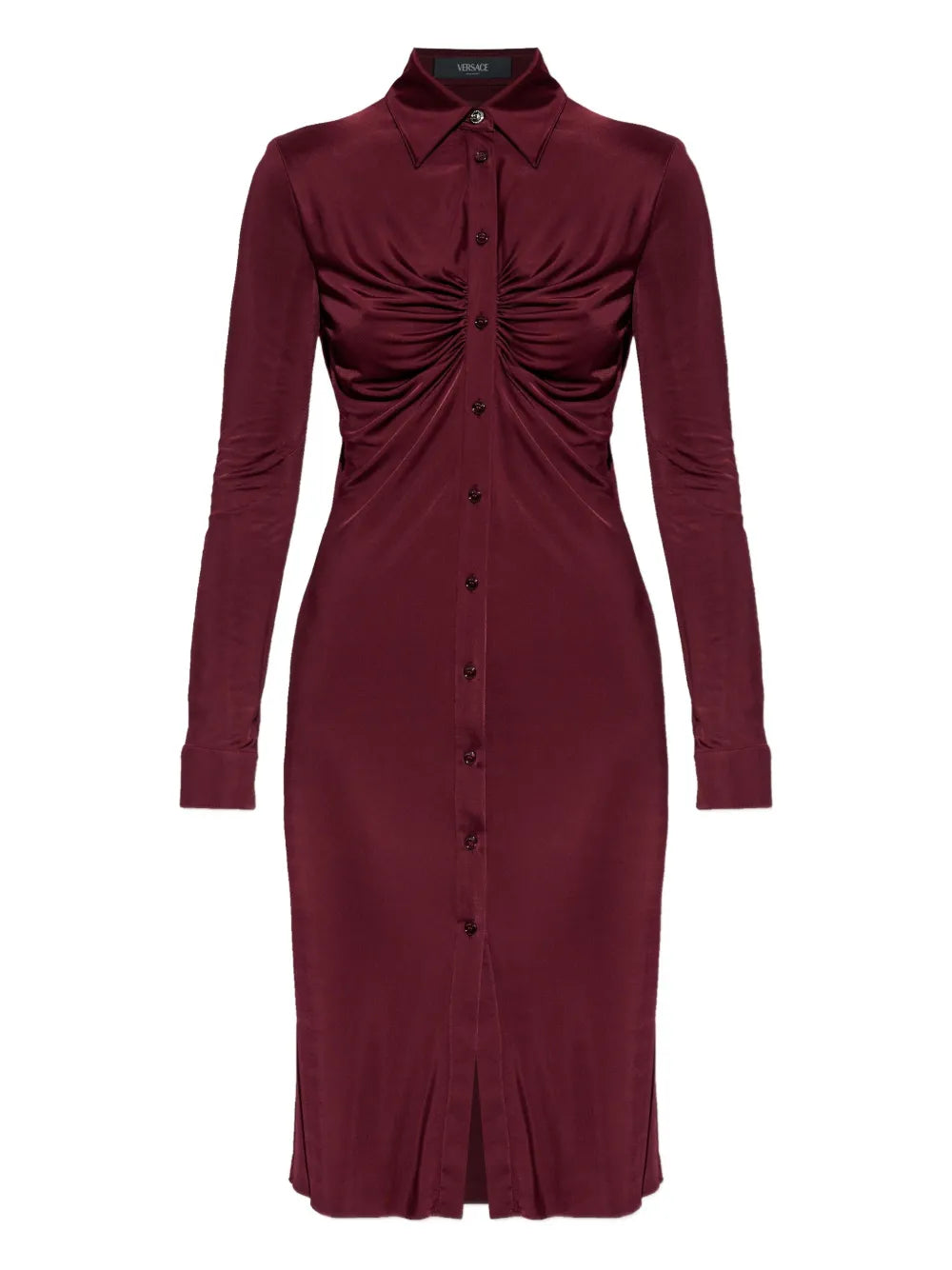 Versace Gathered Detail Mini Dress — Red — Size XXL — Front View