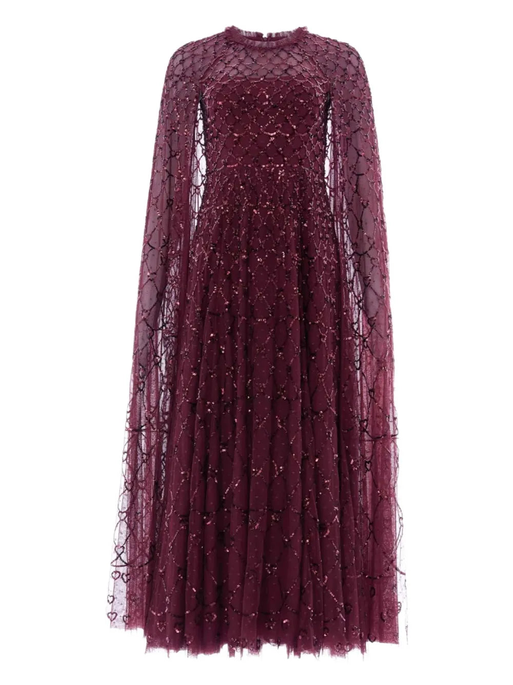 Needle Thread Heart Pattern Midi Dress — Same as shown — Size XL — Front View