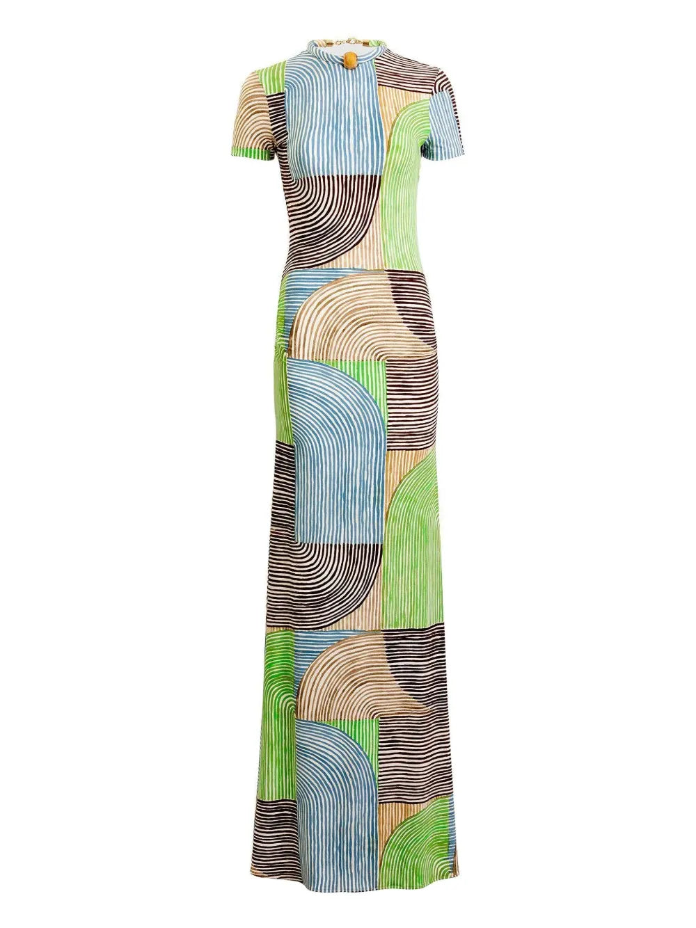 Silvia Tcherassi Geometric Yara Dress — Green — Size XS — Front View