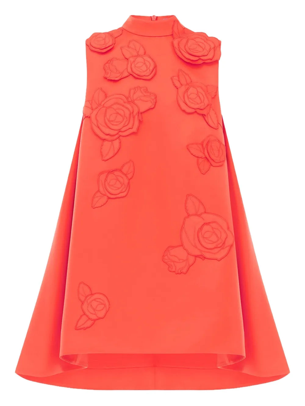 Leo Lin Fallon Floral Applique Mini Dress — Orange — Size S — Front View