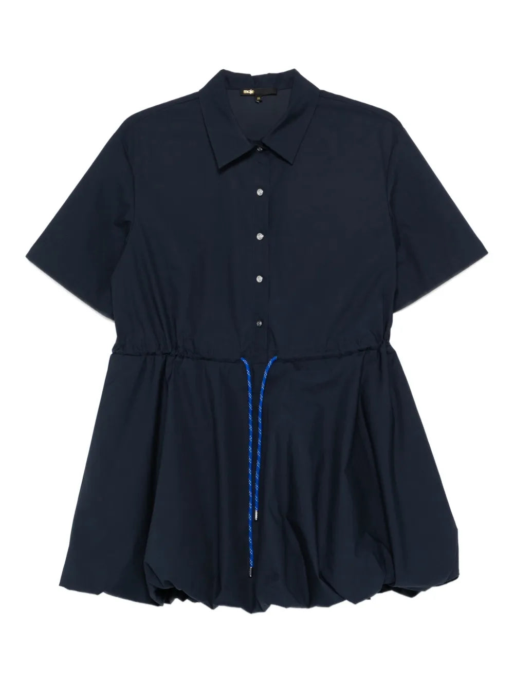Maje Drawstring Mini Dress — Blue/ Navy/ Red — Size XS — Front View