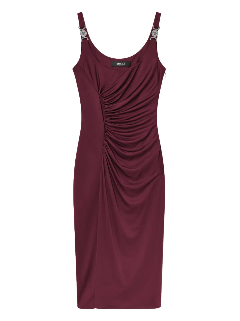 Versace Medusa Hardware Midi Dress — Red — Size XS — Front View