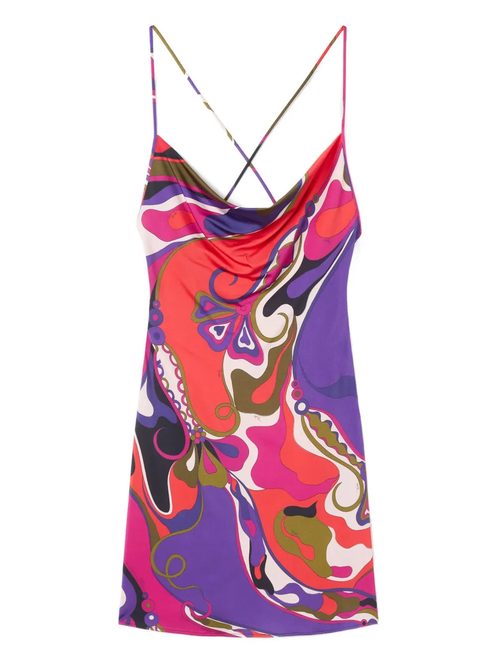 Pucci Orchidee Print Short Jersey Dress — Red — Size XS — Front View