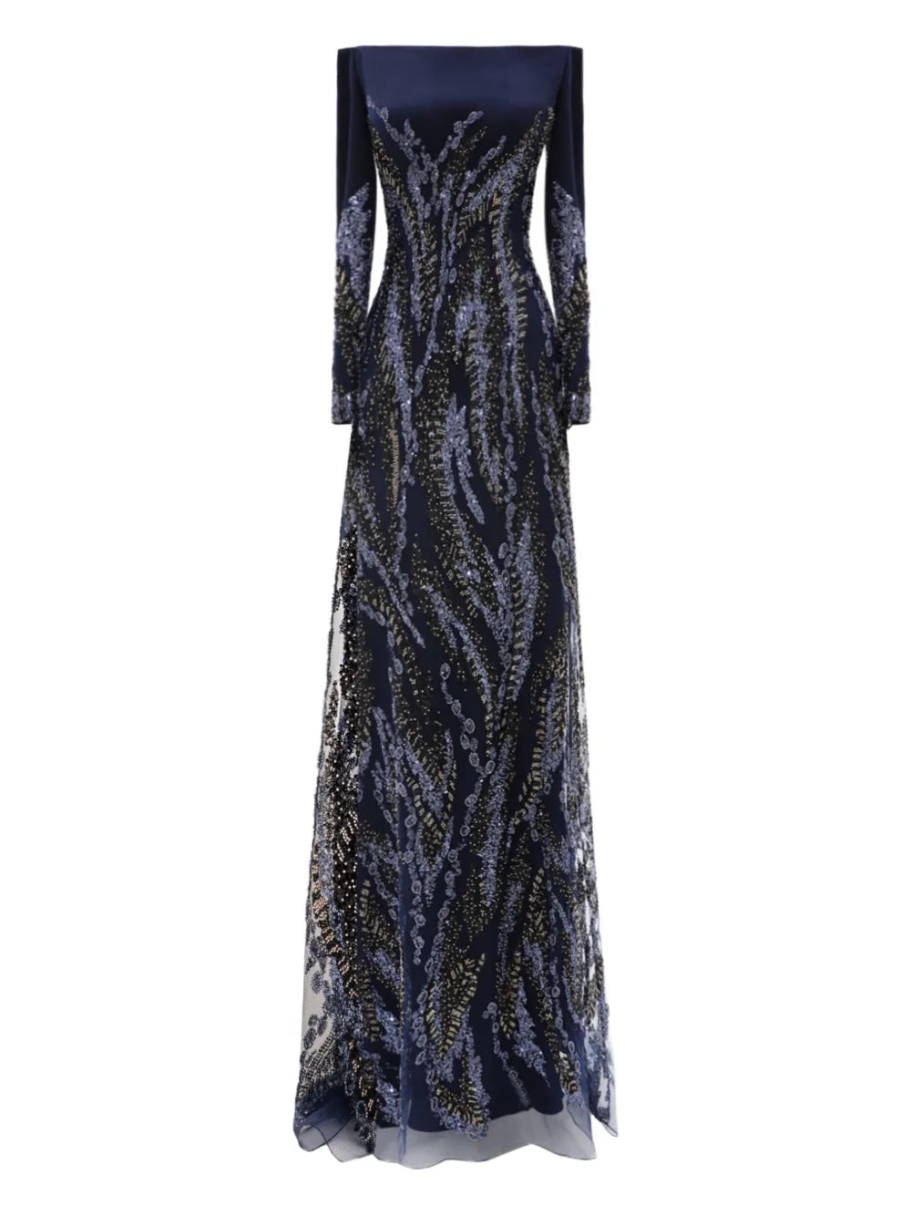 Gemy Maalouf Beaded Gown — Blue/ Navy — Size S — Front View
