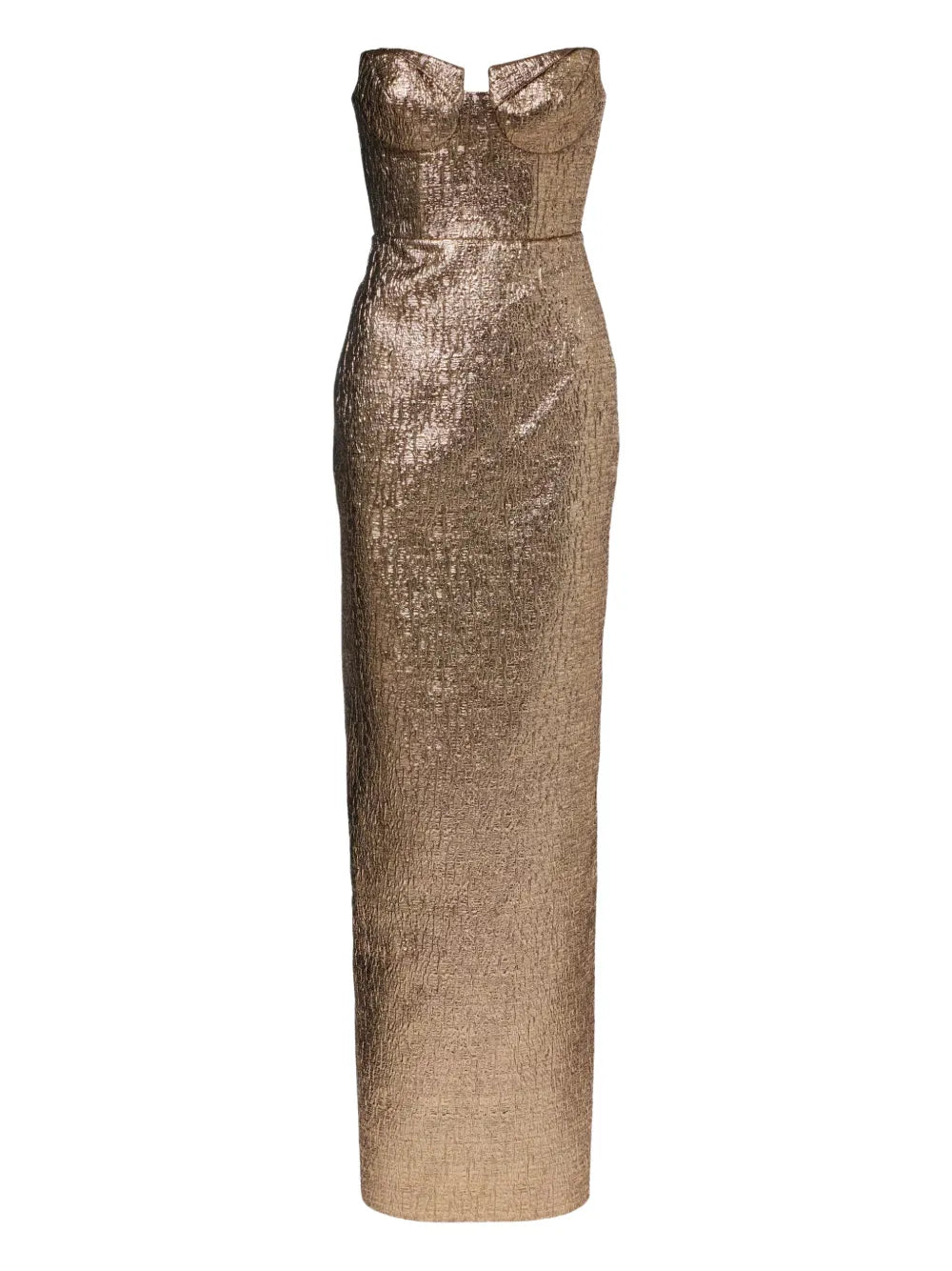 Roland Mouret Back Split Maxi Dress — Gold — Size S — Front View