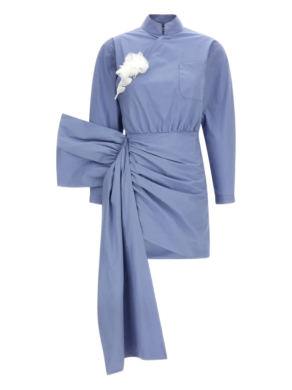 Self Portrait Tie Side Bow Mini Dress — Blue — Size XS — Front View