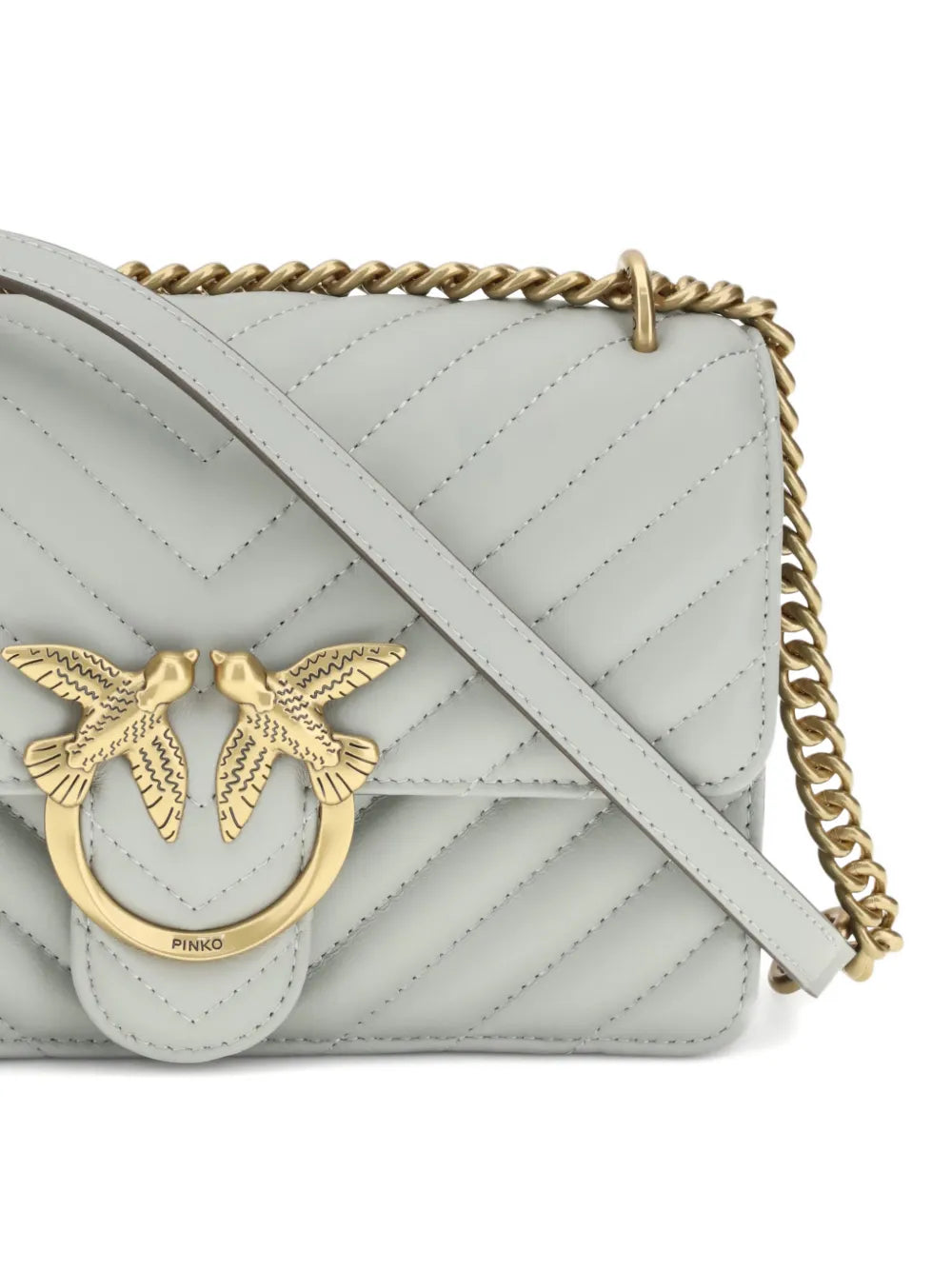 Pinko Love Chevron Bird Ring Leather Shoulder Bag — Same as shown — Size One Size — Top View