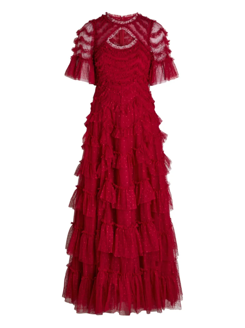 Needle Thread Aviana Ruffled Maxi Dress — Red — Size S — Front View