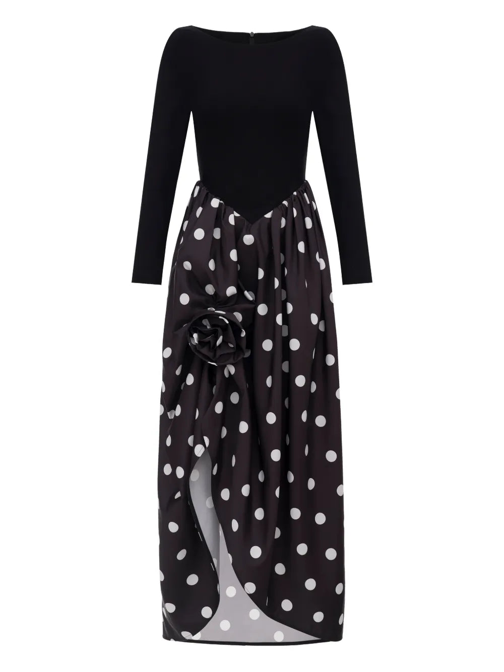 Sleeper Aurora Polka Dot Maxi Dress — Black — Size XS — Front View