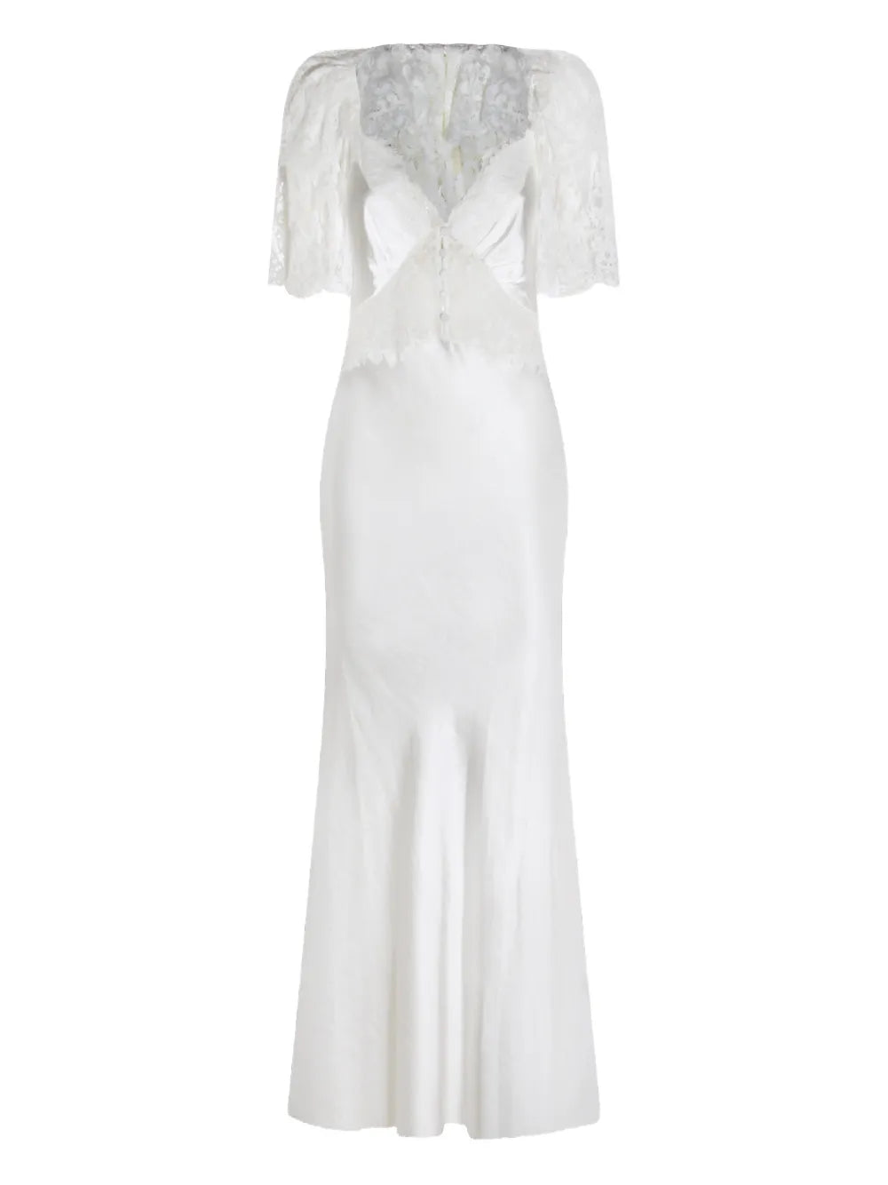 Self Portrait Buttoned Maxi Dress — White — Size XS — Front View