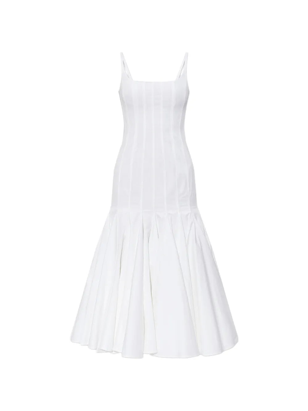 Jacquemus Pleated Midi Dress — White/ Red — Size XS — Front View