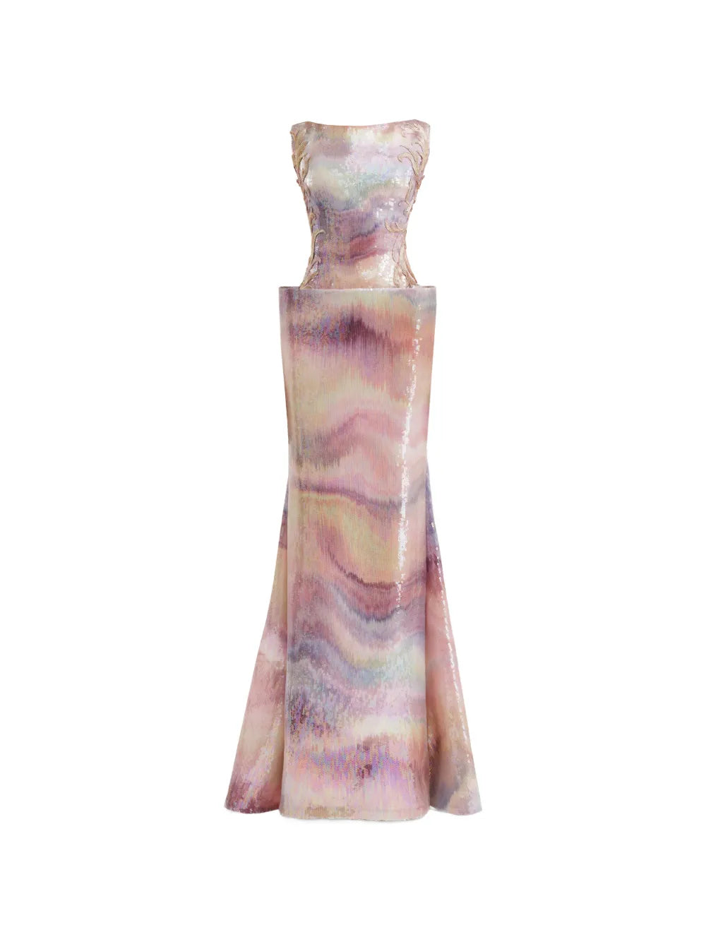 Gemy Maalouf Patterned Maxi Dress — Red/ Pink — Size XS — Front View