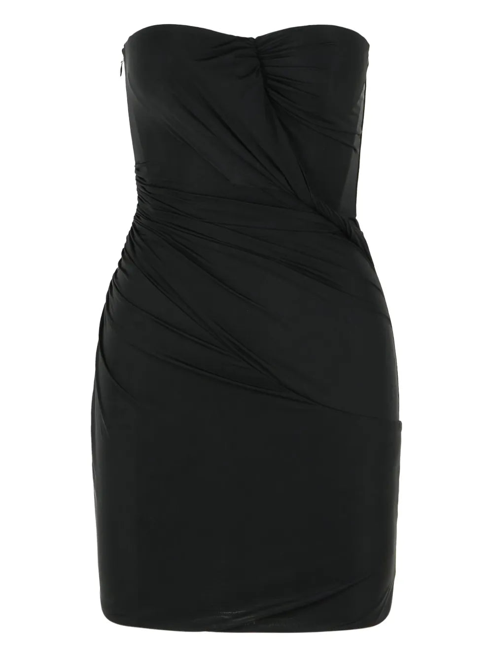 Blumarine Strapless Draped Mini Dress — Black — Size XS — Front View