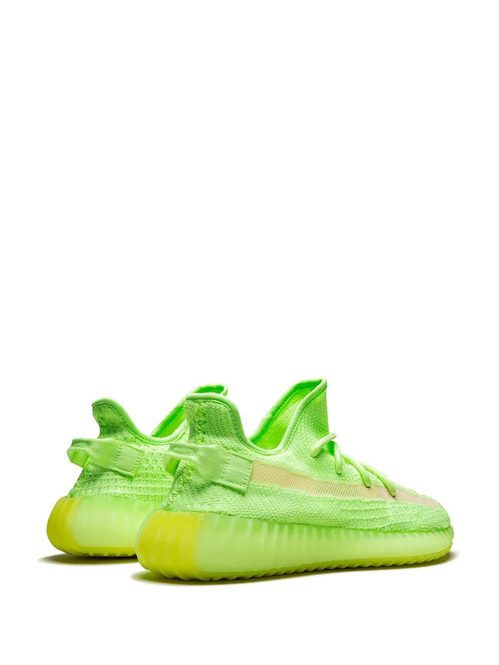adidas Yeezy Boost 350 V2 Glow In The Dark Sneakers — Fluorescent Green — Size US M 5.5 - US W 7 — Back View