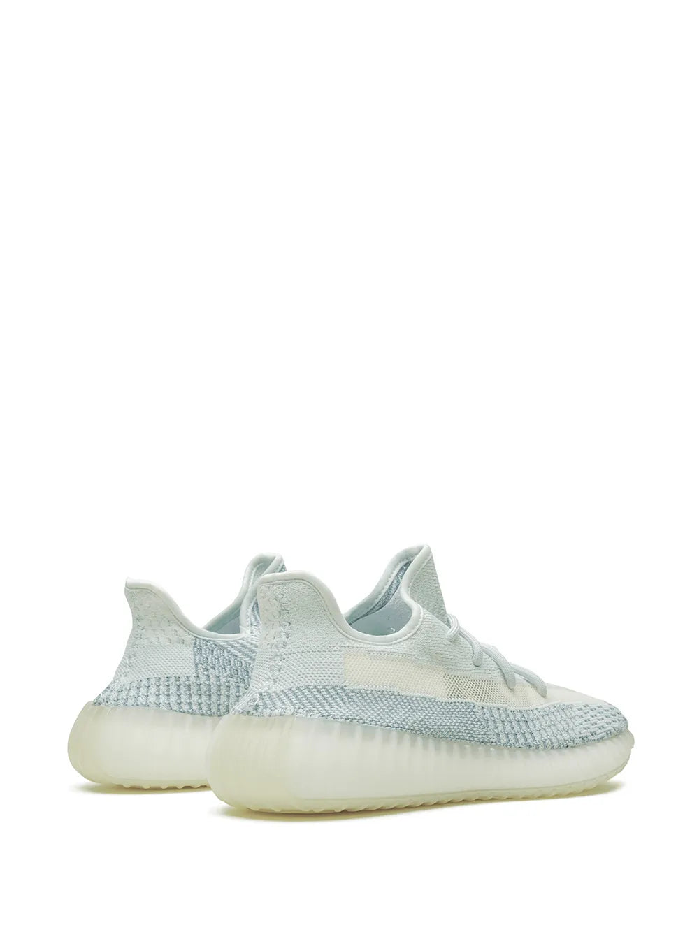adidas Yeezy Boost 350 V2 Cloud White Sneakers — White/Light Blue — Size US M 11 - US W 12.5 — Back View
