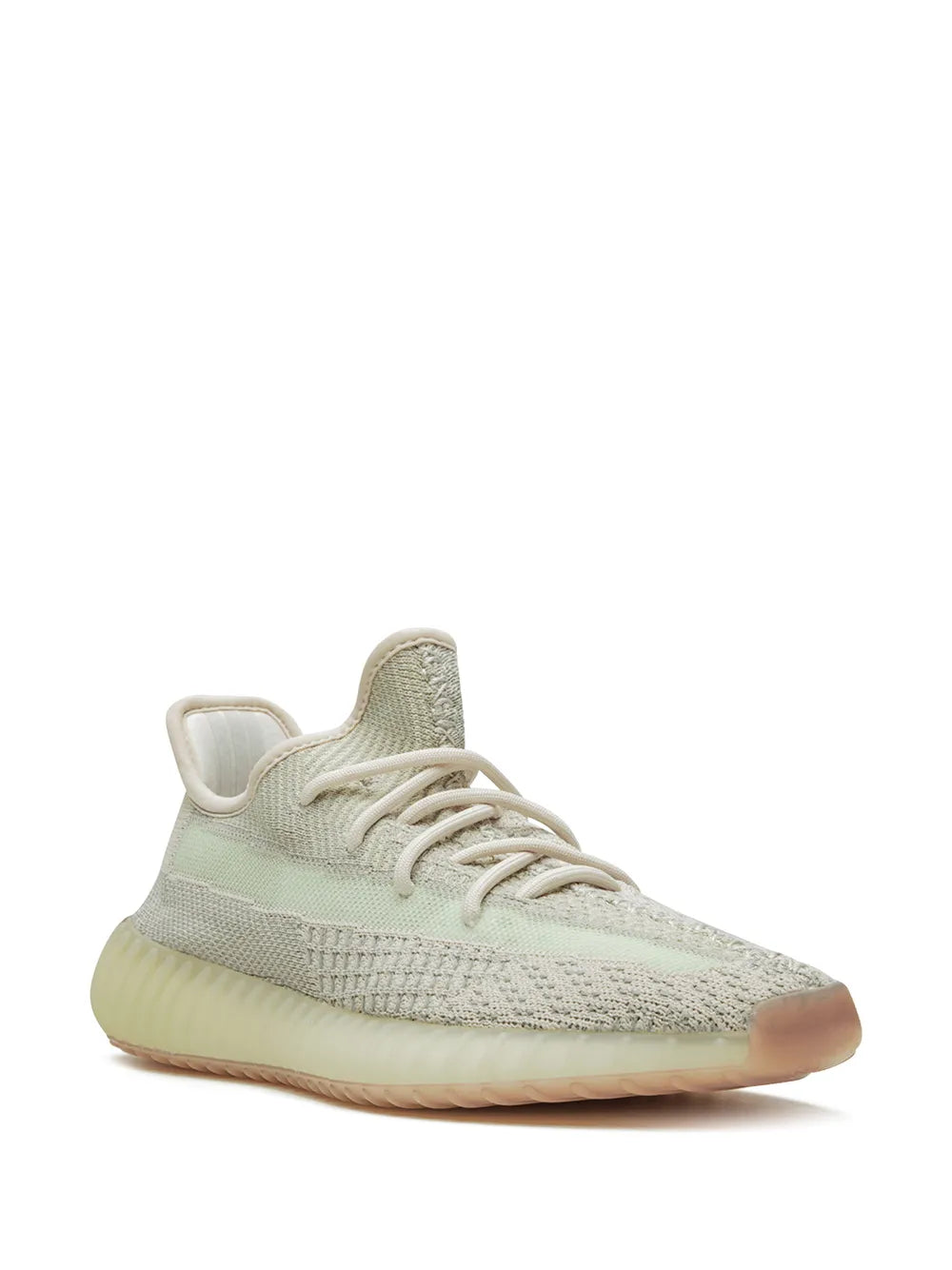 adidas Yeezy Boost 350 V2 Citrin Reflective  Sneakers — Light Grey/Light Green — Size US M 11 - US W 12.5 — Side View