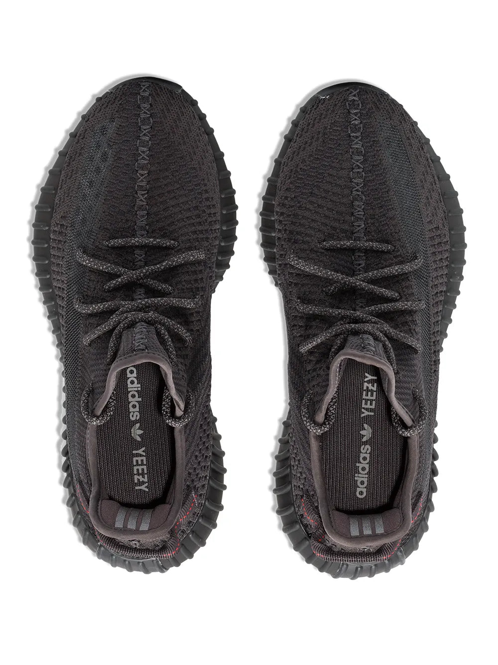 adidas Yeezy Boost 350 V2 Black - Static Sneakers — Black — Size US M 9 - US W 10.5 — Top View