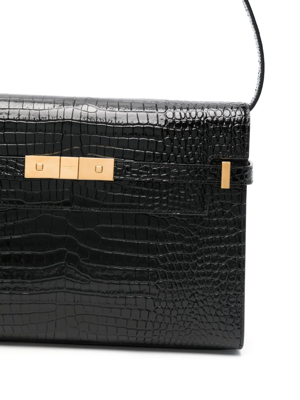 Saint Laurent Manhattan Crocodile Embossed Shoulder Bag — Same as shown — Size One Size — Top View