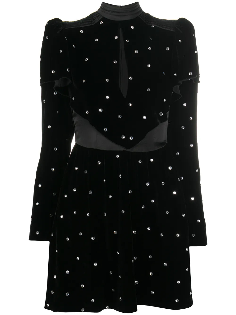 Philosophy Di Lorenzo Serafini Crystal Embellished Velvet Evening Dress — Black — Size XS — Front View