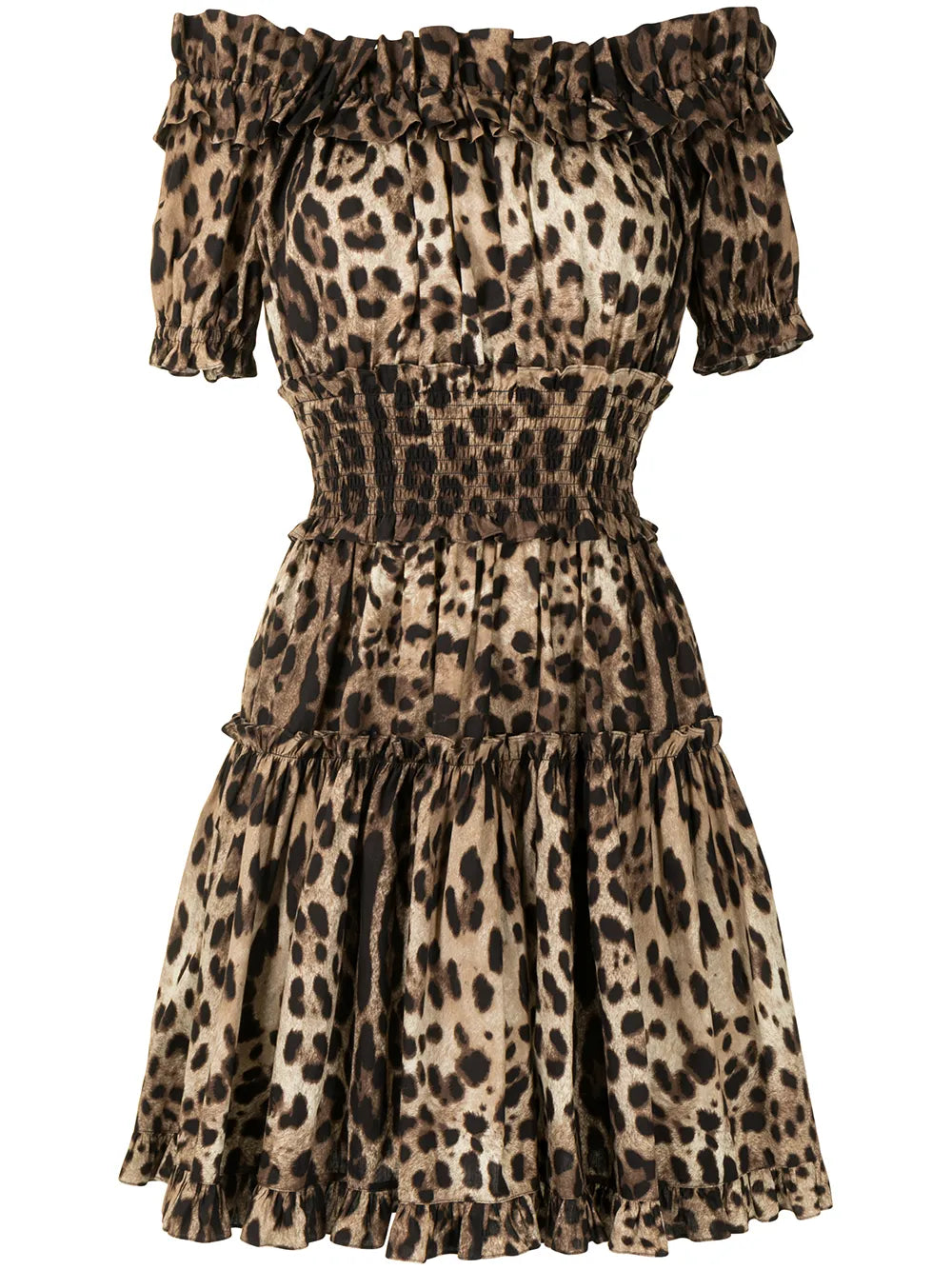 Dolce Gabbana Leopard Print Short Dress — Same as shown — Size L — Front View