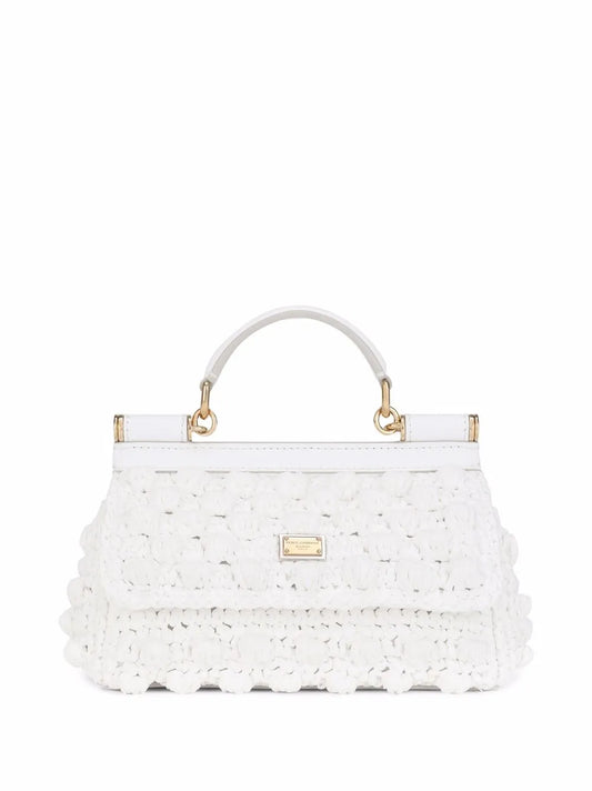 Dolce Gabbana Small Sicily Raffia Top Handle Bag — Same as shown — Size One Size — Front View