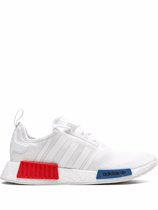adidas Nmd_R1 White/White/Blue Sneakers — White — Size US M 4.5 - US W 6 — Front View