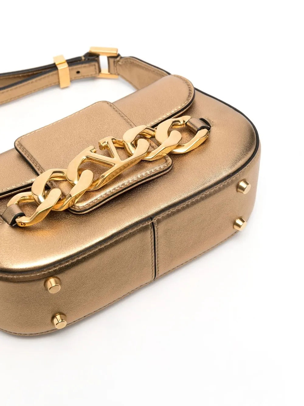 Valentino Garavani Vlogo Chain Leather Shoulder Bag — Same as shown — Size One Size — Detail View