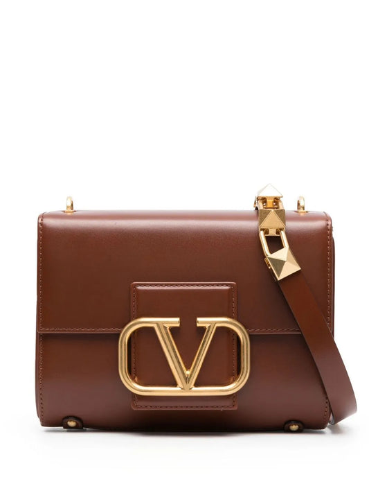 Valentino Garavani Stud Sign Leather Shoulder Bag — Same as shown — Size One Size — Front View