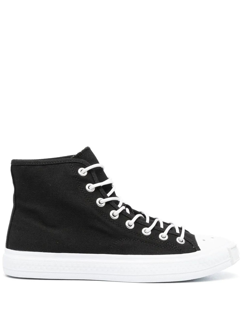 Acne Studios Contrasting Toe-Cap High-Top Sneakers — Black/White — Size US M 11 - US W 12.5 — Front View