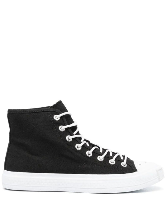 Acne Studios Contrasting Toe-Cap High-Top Sneakers — Black/White — Size US M 11 - US W 12.5 — Front View