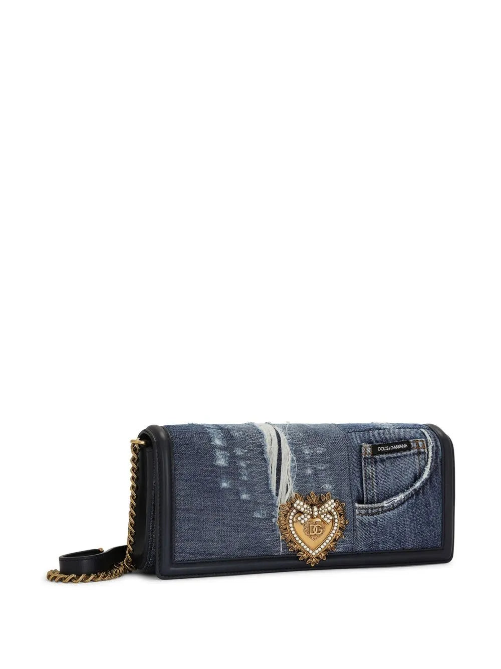 Dolce Gabbana Devotion Patchwork Denim Shoulder Bag — Same as shown — Size One Size — Top View