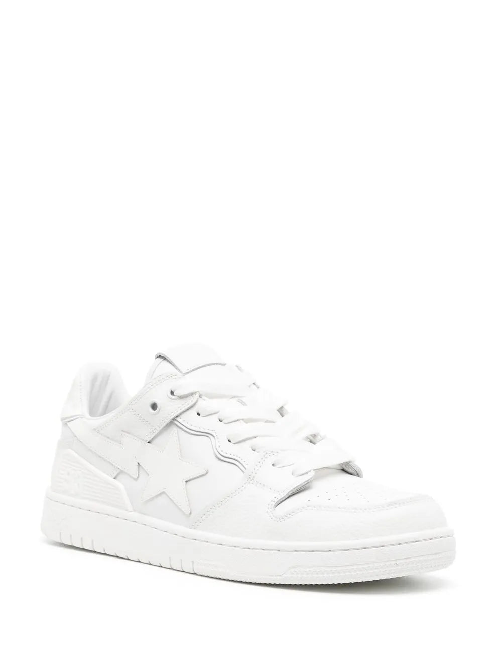 A Bathing Ape?Star-Patch Lace-Up Sneakers — White — Size US M 5.5 - US W 7 — Side View