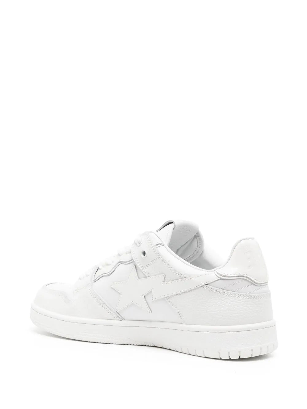 A Bathing Ape?Star-Patch Lace-Up Sneakers — White — Size US M 5.5 - US W 7 — Back View