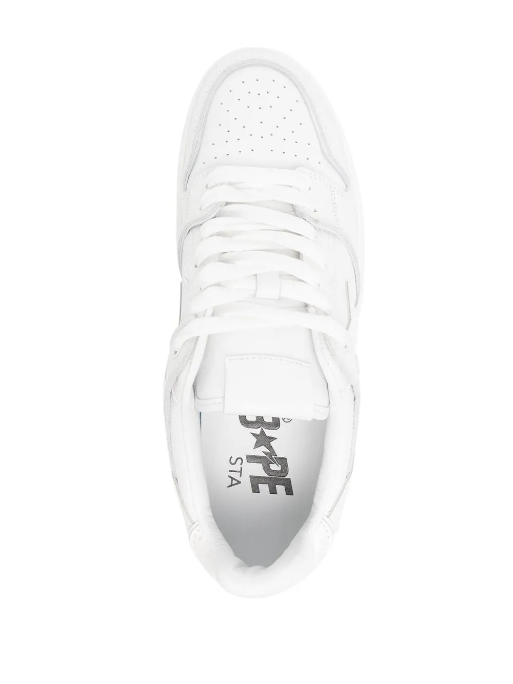 A Bathing Ape?Star-Patch Lace-Up Sneakers — White — Size US M 5.5 - US W 7 — Top View