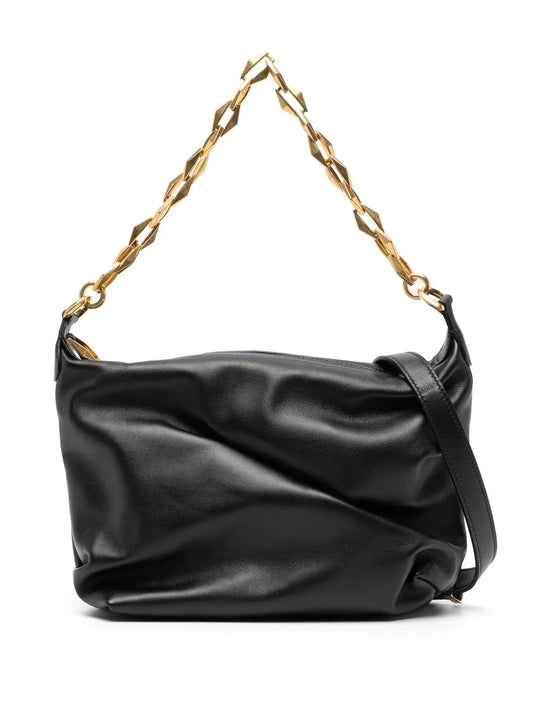 Jimmy Choo Diamond Zip Up Leather Shoulder Bag — Same as shown — Size One Size — Front View
