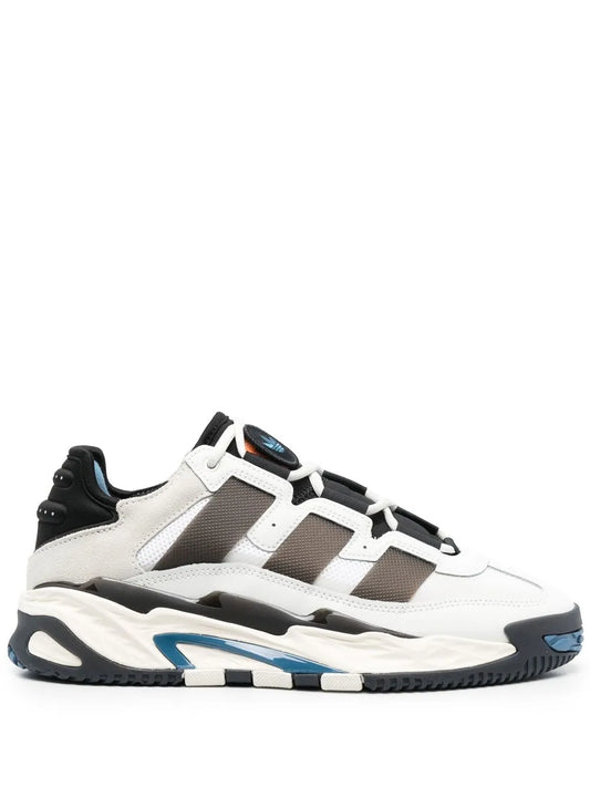adidas Panelled-Design Low-Top Sneakers — Black/White/Blue — Size US M 4.5 - US W 6 — Front View