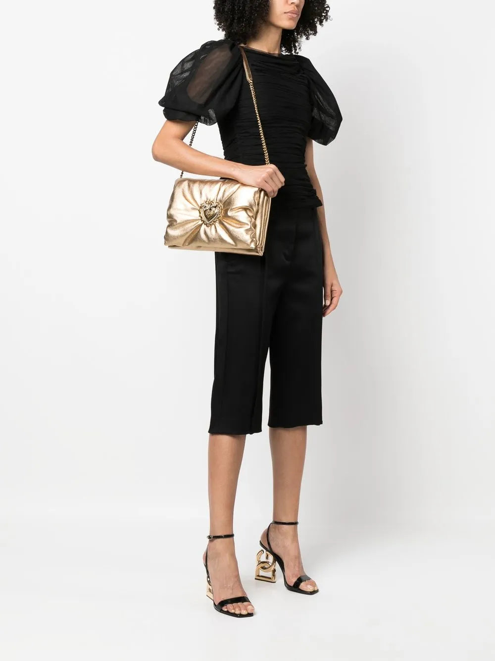 Dolce Gabbana Medium Devotion Soft Foiled Clutch — Same as shown — Size One Size — Side View