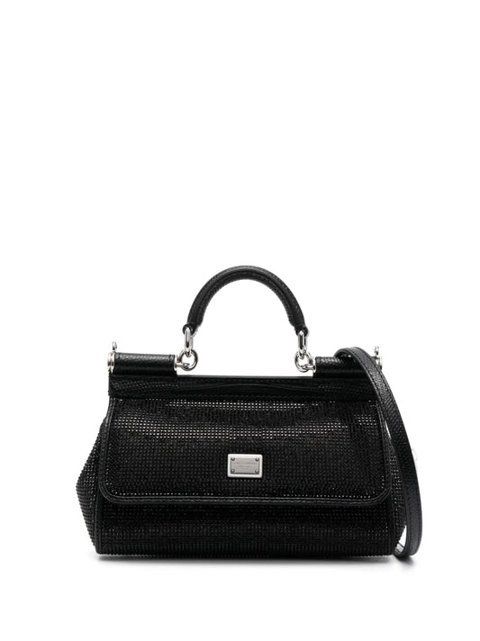 Dolce Gabbana Small Sicily Rhinestone Embellished Shoulder Bag — Same as shown — Size One Size — Front View