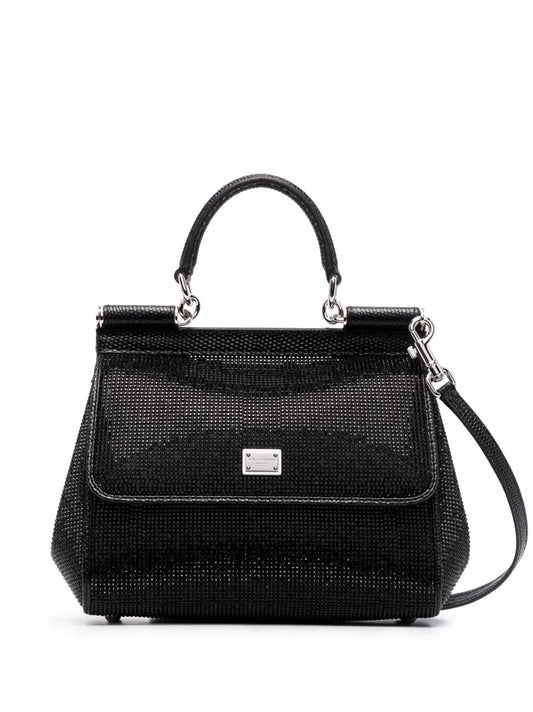 Dolce Gabbana Small Sicily Rhinestone Shoulder Bag — Same as shown — Size One Size — Front View